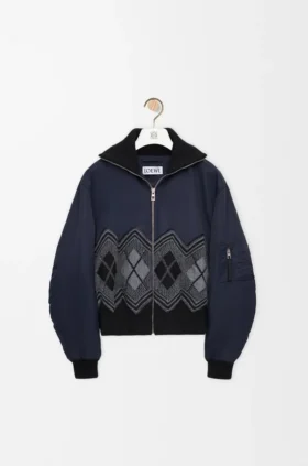 Bomberjacke aus Nylon- und Wollmischung