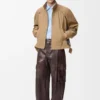 Cargohose aus Nappa-Lammleder und Baumwolle