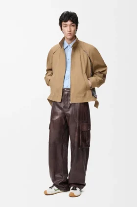 Cargohose aus Nappa-Lammleder und Baumwolle