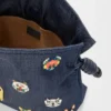 „Cats“ Flamenco-Clutch in mittlerer Größe aus besticktem Denim