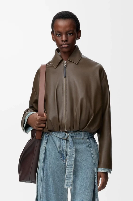 Drapierte Jacke aus Nappa-Kalbsleder Drapierte Jacke aus Nappa-Kalbsleder