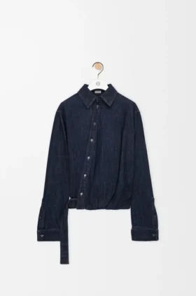 Drapiertes Hemd aus Denim