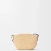 Eclipse Pochette aus Raffia und Kalbsleder