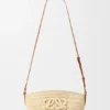 Eclipse Pochette aus Raffia und Kalbsleder