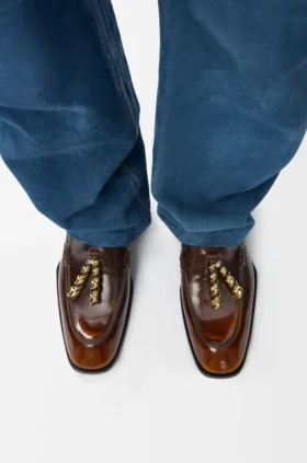 Edge Loafer-Pantolette aus gebürstetem Kalbsleder