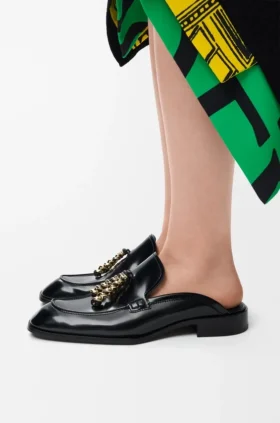 Edge-Loafer-Pantolette aus gebürstetem Kalbsleder