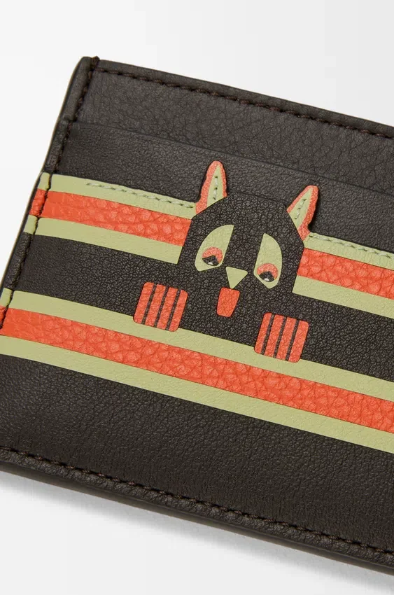 Einfaches Kartenetui „Futurist Cat“ aus klassischem Kalbsleder Einfaches Kartenetui „Futurist Cat“ aus klassischem Kalbsleder