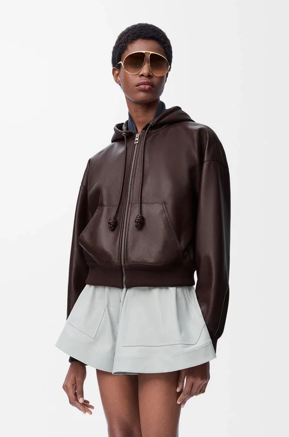 Flamenco-Hoodie aus Nappa-Lammleder Flamenco-Hoodie aus Nappa-Lammleder