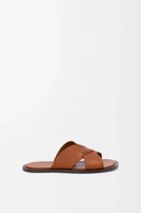 Flex Criss-Cross-Pantolette aus pflanzlich gegerbtem Kalbsleder