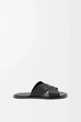 Flex Criss-Cross-Pantolette aus pflanzlich gegerbtem Kalbsleder