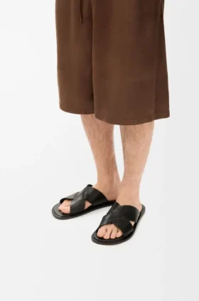 Flex Criss-Cross-Pantolette aus pflanzlich gegerbtem Kalbsleder