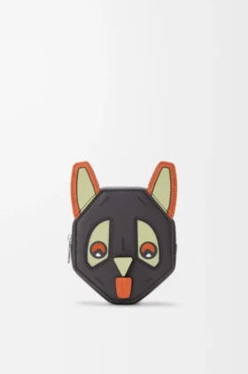 Futuristische Katzen-Münztasche aus klassischem Kalbsleder