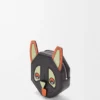 Futuristische Katzen-Münztasche aus klassischem Kalbsleder Futuristische Katzen-Münztasche aus klassischem Kalbsleder