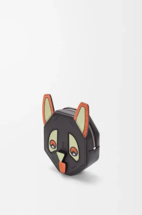 Futuristische Katzen-Münztasche aus klassischem Kalbsleder