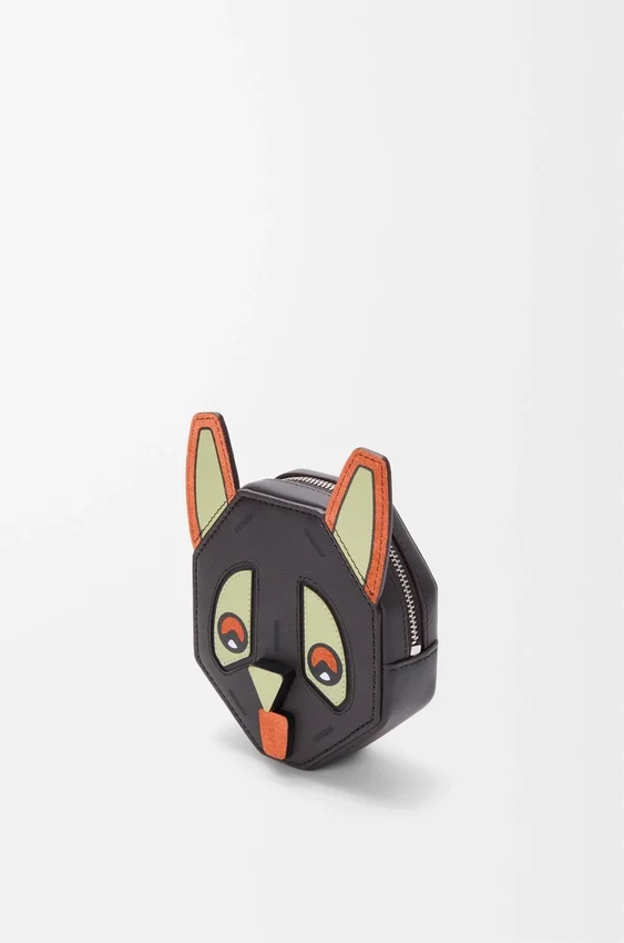 Futuristische Katzen-Münztasche aus klassischem Kalbsleder Futuristische Katzen-Münztasche aus klassischem Kalbsleder