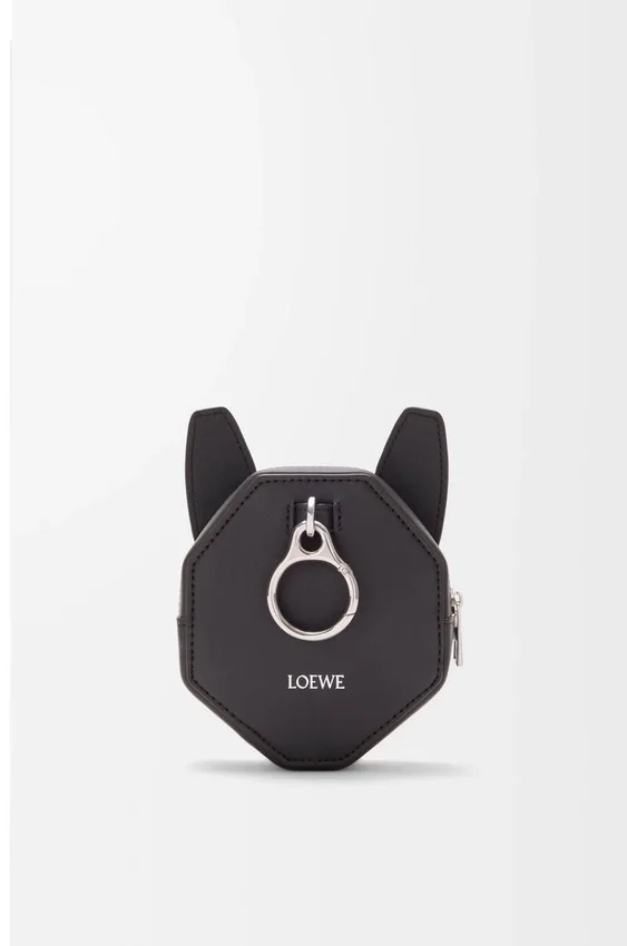 Futuristische Katzen-Münztasche aus klassischem Kalbsleder Futuristische Katzen-Münztasche aus klassischem Kalbsleder