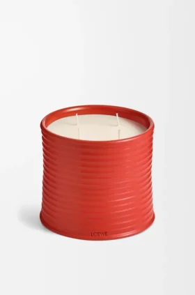 Große Kerze mit Tomatenblättern