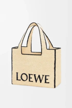 Große Loewe Font Tote aus Raffia