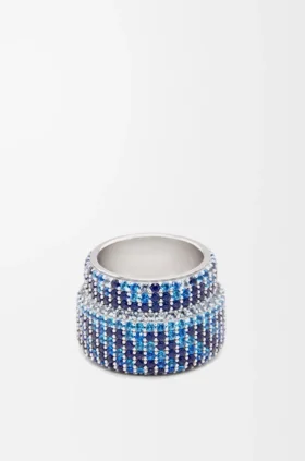 Großer Pavé-Ring aus Sterlingsilber und Kristallen Großer Pavé-Ring aus Sterlingsilber und Kristallen