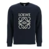 Herren loewe Anagram Baumwoll-T-Shirt mit Rundhalsausschnitt und gesticktem Alphabet, klassisch, marineblau, H526Y24J02-5110