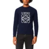 Herren loewe Anagram Baumwoll-T-Shirt mit Rundhalsausschnitt und gesticktem Alphabet, klassisch, marineblau, H526Y24J02-5110
