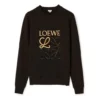 Herren“ loewe Anagram Baumwolle Rundhals-T-Shirt mit Alphabet-Stickerei, klassisch, schwarz H526341Xa1-1100
