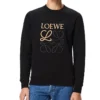 Herren“ loewe Anagram Baumwolle Rundhals-T-Shirt mit Alphabet-Stickerei, klassisch, schwarz H526341Xa1-1100