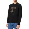 Herren“ loewe Anagram Baumwolle Rundhals-T-Shirt mit Alphabet-Stickerei, klassisch, schwarz H526341Xa1-1100