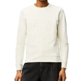 Herren Loewe Anagram-Logo bestickter Baumwollpullover, cremeweiß, H526341Xa1-2370