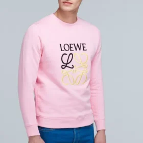 Herren Loewe Anagramm besticktes Sport-Langarmshirt in Rosa und Rot H6109900Cr-7080