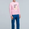 Herren Loewe Anagramm besticktes Sport-Langarmshirt in Rosa und Rot H6109900Cr-7080