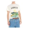 Herren Loewe Baumwoll-T-Shirt mit Wasserfarben-Print, kurzärmelig, weiß H6109831Pc-2100