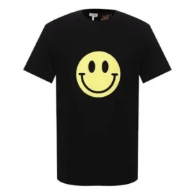 Herren Loewe Chest Yellow Smiling Face Kurzarm-Shirt Schwarz H616341X87-1100