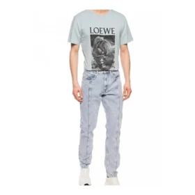 Herren Loewe Ken Heyman bedrucktes Baumwoll-T-Shirt mit kurzen Ärmeln, rosa-blau, H6109980Pc-6410 Herren Loewe Ken Heyman bedrucktes Baumwoll-T-Shirt mit kurzen Ärmeln, rosa-blau, H6109980Pc-6410