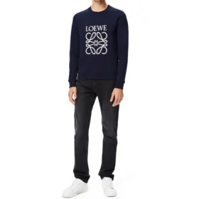 Herren-Pullover aus Baumwolle mit gesticktem loewe-Anagramm-Logo, marineblau, H526341Xa1-5110 Herren-Pullover aus Baumwolle mit gesticktem loewe-Anagramm-Logo, marineblau, H526341Xa1-5110