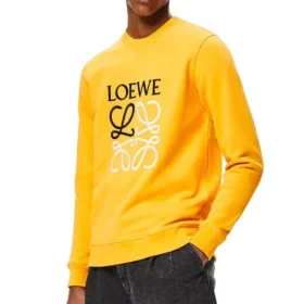 Herren-Pullover aus Baumwolle mit gesticktem loewe-Anagramm-Logo, orange, H526341Xa1-9100 Herren-Pullover aus Baumwolle mit gesticktem loewe-Anagramm-Logo, orange, H526341Xa1-9100