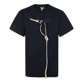 Herren-Shirt von loewe aus Baumwolle mit Kordelzug, kurzärmelig, marineblau, H6109031Si-5110 Herren-Shirt von loewe aus Baumwolle mit Kordelzug, kurzärmelig, marineblau, H6109031Si-5110