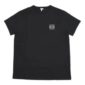 Herren-T-Shirt von loewe: „Anagram Classic“ – bestickt, aus Baumwolle, Rundhalsausschnitt, kurze Ärmel, schwarz, H6109230Cr-1100