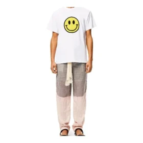 Herren-T-Shirt von loewe mit aufgedrucktem lächelndem Gesicht aus reiner Baumwolle, kurzärmelig, weiß H616341X87-2100 Herren-T-Shirt von loewe mit aufgedrucktem lächelndem Gesicht aus reiner Baumwolle, kurzärmelig, weiß H616341X87-2100