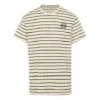 Herren-T-Shirt von loewe mit Streifenmuster, kurzärmelig, weiß, H6109650Pc-2396