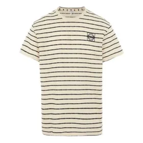 Herren-T-Shirt von loewe mit Streifenmuster, kurzärmelig, weiß, H6109650Pc-2396 Herren-T-Shirt von loewe mit Streifenmuster, kurzärmelig, weiß, H6109650Pc-2396