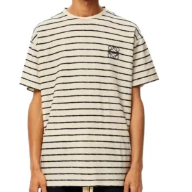 Herren-T-Shirt von loewe mit Streifenmuster, kurzärmelig, weiß, H6109650Pc-2396 Herren-T-Shirt von loewe mit Streifenmuster, kurzärmelig, weiß, H6109650Pc-2396
