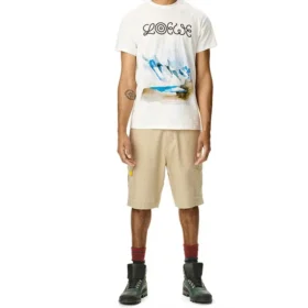 Herren-T-Shirt von loewe mit „White Snow Mountain“-Print, kurzärmelig, weiß, H6299983Pc-2100 Herren-T-Shirt von loewe mit „White Snow Mountain“-Print, kurzärmelig, weiß, H6299983Pc-2100