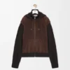 Hybrid-Hoodie mit Reißverschluss aus Ziegenwildleder und Wollmischung