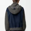 Hybrid-Hoodie mit Reißverschluss aus Ziegenwildleder und Wollmischung