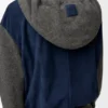 Hybrid-Hoodie mit Reißverschluss aus Ziegenwildleder und Wollmischung