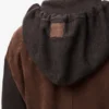 Hybrid-Hoodie mit Reißverschluss aus Ziegenwildleder und Wollmischung