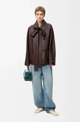 Jacke mit Schleife aus Nappa-Lammleder