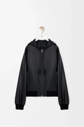Kapuzenjacke aus Nappa-Lammleder