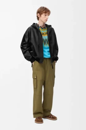 Kapuzenjacke aus Nappa-Lammleder